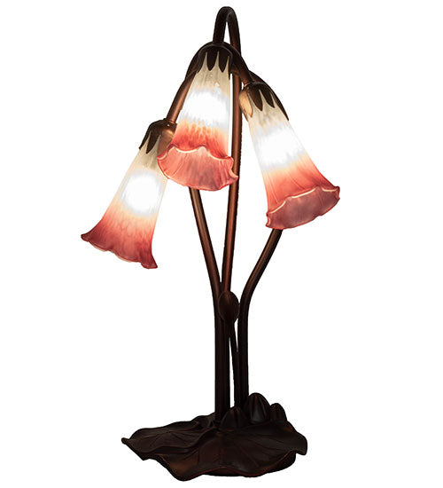 Meyda 16" High Pink/White Pond Lily 3 LT Accent Lamp '14813