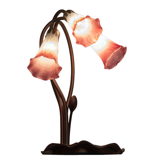 Meyda 16" High Pink/White Pond Lily 3 LT Accent Lamp '14813