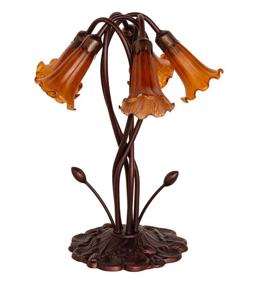 Meyda 17" High Amber Tiffany Pond Lily 5 LT Accent Lamp '14931