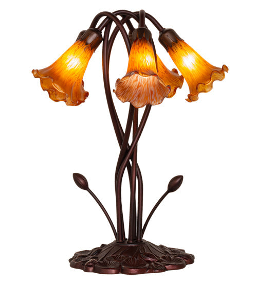 Meyda 17" High Amber Tiffany Pond Lily 5 LT Accent Lamp '14931