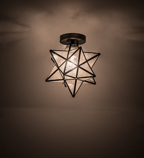 Meyda 12"W Moravian Star Clear Seedy Flushmount '150958