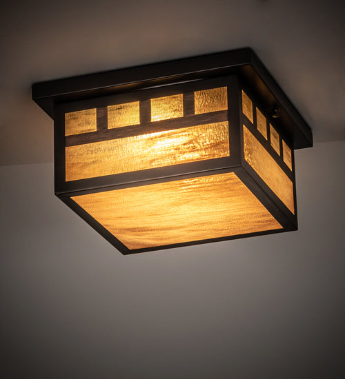 Meyda 14" Square Hyde Park Triple Bar Mission Flushmount '154036