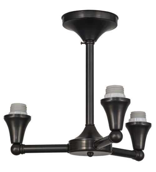 Meyda 16"W Craftsman Brown on Brass 3 LT Flushmount Hardware '154474