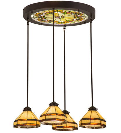 Meyda 27"w Middleton Art Glass Ceiling Medallion 4 Lt Pendant - 159298
