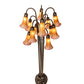 Meyda 63" High Amber/Purple Tiffany Pond Lily 12 Light Floor Lamp '15946