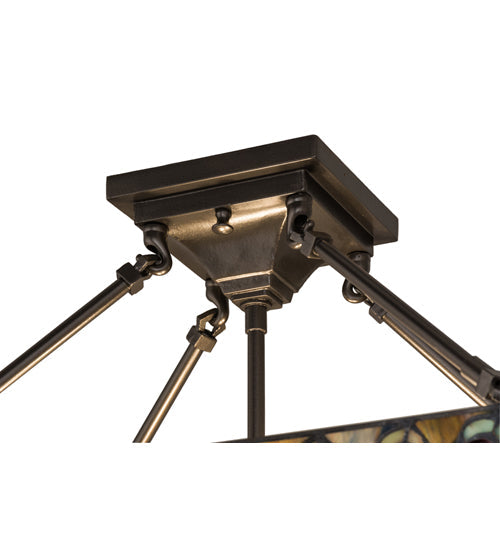 Meyda 16"L Tiffany Jeweled Peacock Oblong Semi-Flushmount '163377