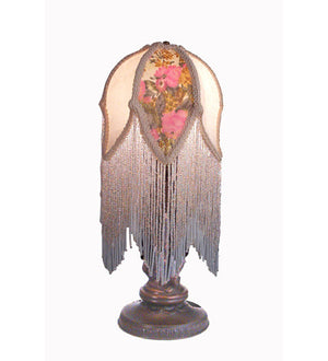Meyda 11" High Fabric & Fringe Victorian Tulip Mini Lamp '16563