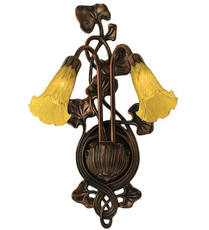 Meyda 11" Wide Amber Tiffany Pond Lily 2 LT Wall Sconce '16608