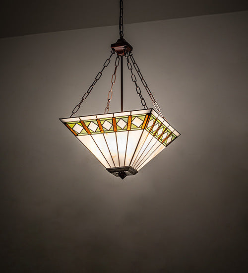 Meyda 17" Square Diamond Band Mission Inverted Pendant '17391
