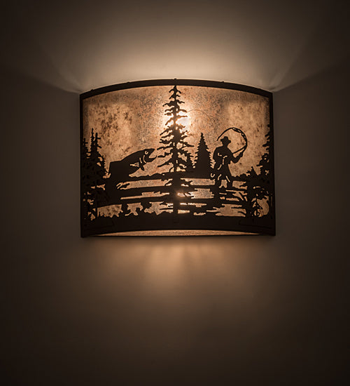 Meyda 16"W Fly Fishing Creek Wall Sconce '185798
