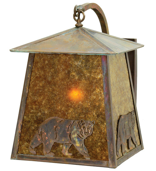 Meyda 14" Wide Stillwater Lone Bear Curved Arm Wall Sconce '18603