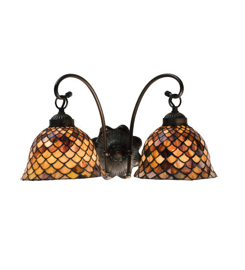 Meyda 18"W Tiffany Fishscale 2 LT Wall Sconce '18632