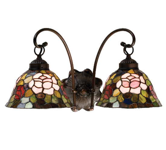 Meyda 18"W Tiffany Rosebush 2 LT Wall Sconce 18709