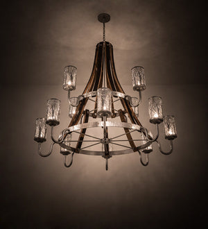 Meyda 60" Wide Barrel Stave Winter Maple 12 Light Chandelier 187994