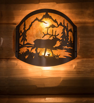 Meyda 11" Wide Elk at Lake Wall Sconce '188369
