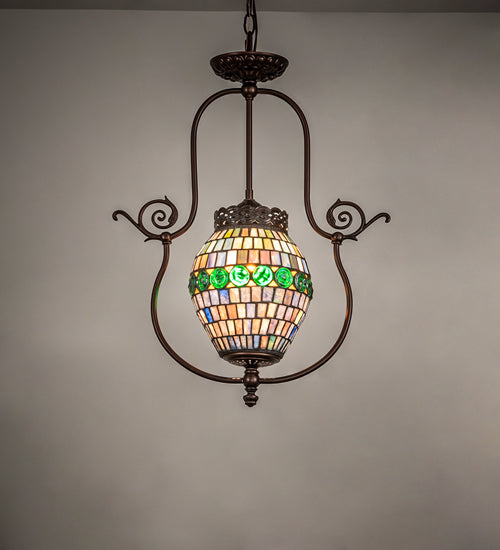 Meyda 17" Wide Tiffany Belted Turtleback Pendant 191200