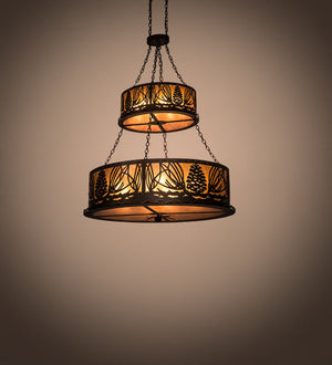 Meyda 48" Long Mountain Pine Two Tier Inverted Pendant 193499
