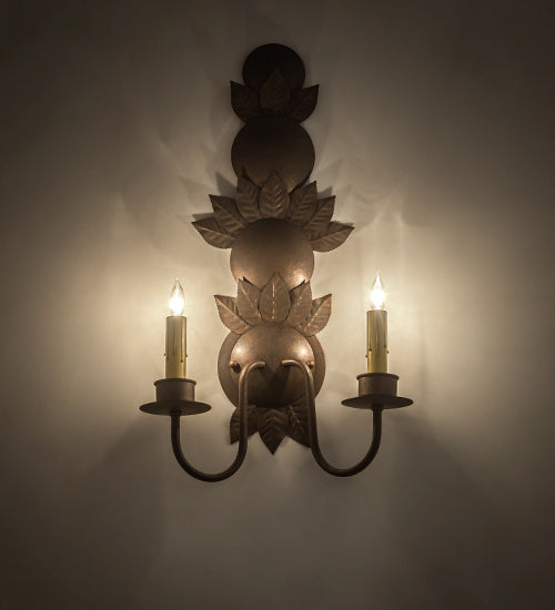 Meyda 12" Wide Tole Leaf 2 LT Wall Sconce 195003