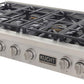 Kucht 48-Inch 6 Burner Gas Rangetop in Stainless Steel with Silver Accents (KFX489T-S)
