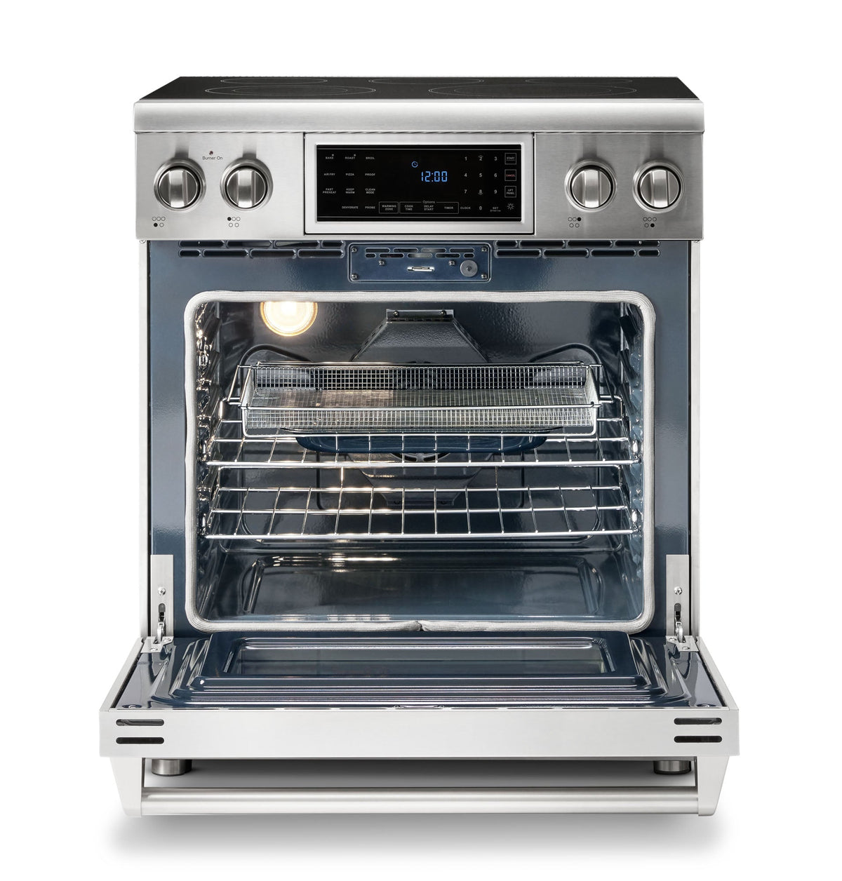 Thor Kitchen 4-Piece Appliance Package - 30-Inch Electric Range with Tilt Panel, Refrigerator with Water Dispenser, Dishwasher, & Microwave Drawer in Stainless Steel