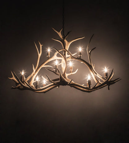 Meyda 66.5" Long Antlers Elk 10 Light Oblong Chandelier- 200467