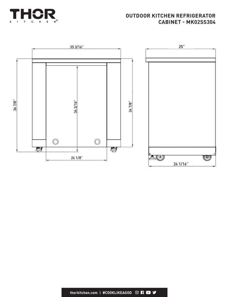 Thor Kitchen Outdoor Kitchen Refrigerator Cabinet Module MK02SS304