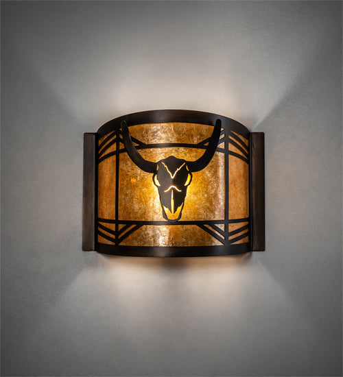 Meyda 12" Wide Steer Skull Wall Sconce 20760