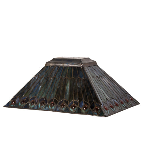 Meyda 16"L Tiffany Jeweled Peacock Oblong Shade '21099