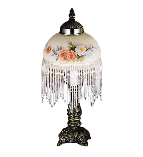Meyda 13" High Roussillon Rose Bouquet Fringed Mini Lamp '21191