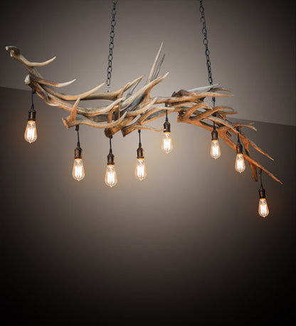 Meyda 69" Long Antlers Elk 8 Light Oblong Chandelier- 212262