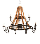 Meyda 54" Wide Barrel Stave Madera 12 Light Chandelier '213961