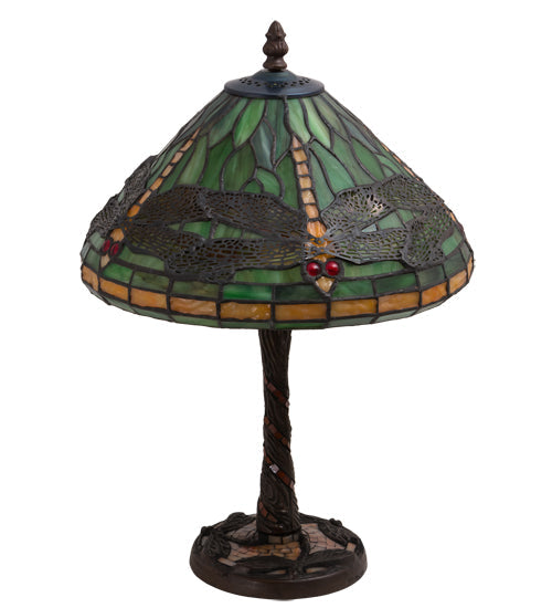 Meyda 17" High Dragonfly W/Twisted Fly Mosaic Base Table Lamp- 220523
