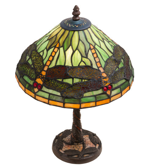 Meyda 17" High Dragonfly W/Twisted Fly Mosaic Base Table Lamp- 220523