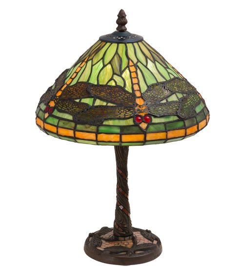Meyda 17" High Dragonfly W/Twisted Fly Mosaic Base Table Lamp- 220523