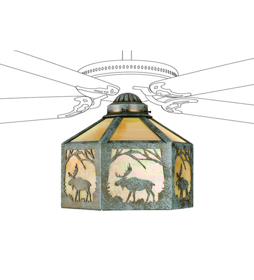 Meyda 13"W Lone Moose Fan Light Shade '22243