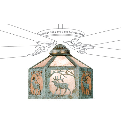 Meyda 13"W Lone Elk Fan Light Shade '22342