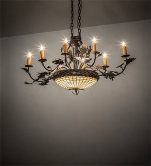 Meyda 48" Long Greenbriar Oak 8 Light Chandelier 230422