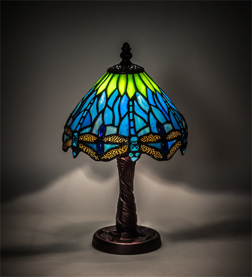 Meyda 13" High Tiffany Hanginghead Dragonfly Mini Lamp- 230981