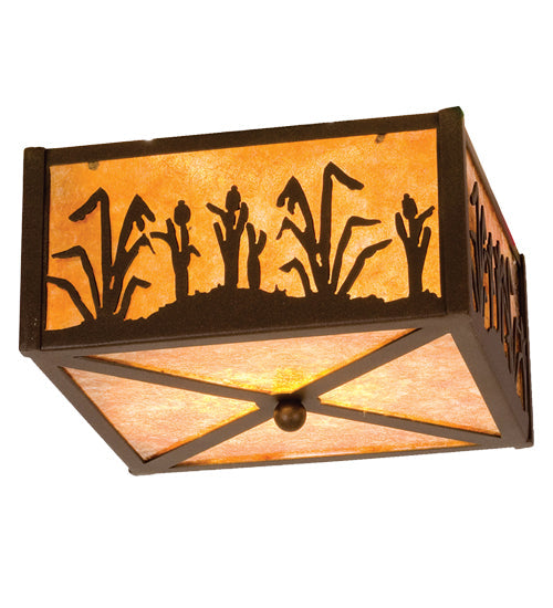 Meyda 10"Sq Reeds & Cattails Flushmount 23984