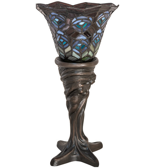 Meyda 16" High Tiffany Peacock Feather Mini Lamp- 244875