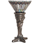 Meyda 15" High Tiffany Jeweled Peacock Mini Lamp- 244879
