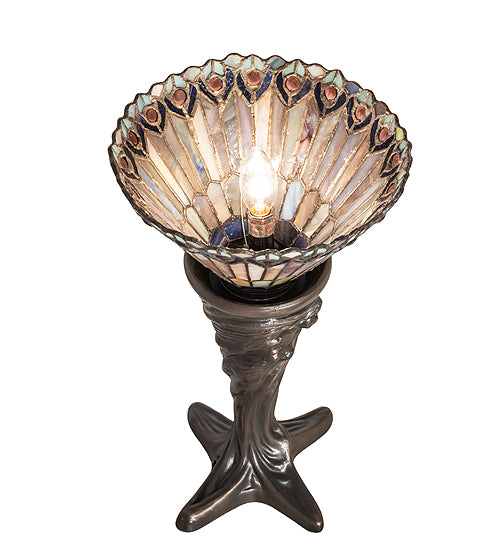 Meyda 15" High Tiffany Jeweled Peacock Mini Lamp- 244879