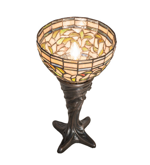 Meyda 15" High Tiffany Turning Leaf Mini Lamp- 244889