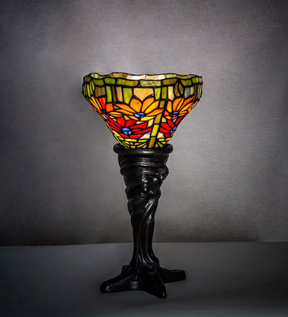 Meyda 15" High Tiffany Poinsettia Mini Lamp- 247501