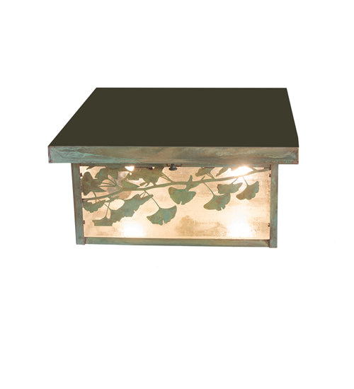 Meyda 14" Square Hyde Park Ginkgo Flushmount '251383