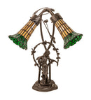 Meyda 17" High Stained Glass Pond Lily 2 Light Trellis Girl Accent Lamp - 251675