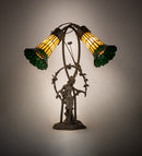 Meyda 17" High Stained Glass Pond Lily 2 Light Trellis Girl Accent Lamp - 251675