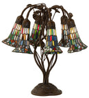 Meyda 19" High Stained Glass Pond Lily 6 Light Table Lamp - 255819