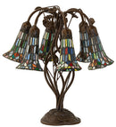 Meyda 19" High Stained Glass Pond Lily 6 Light Table Lamp - 255819