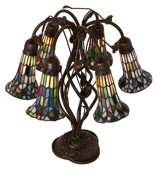 Meyda 19" High Stained Glass Pond Lily 6 Light Table Lamp - 255819